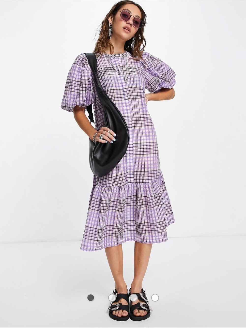 ASOS - VILA purple puff sleeve dress.